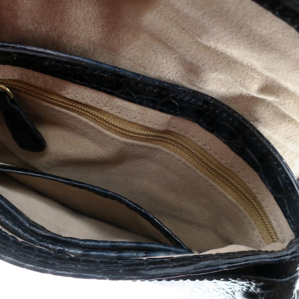 Brahmin Blue Croc Leather Small Clutch Wallet Gold Buckle - Picture 5 of 5